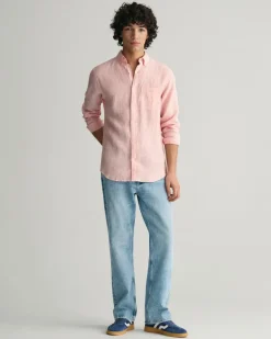 Regular Fit Leinen Hemd mit Streifen peachy pink