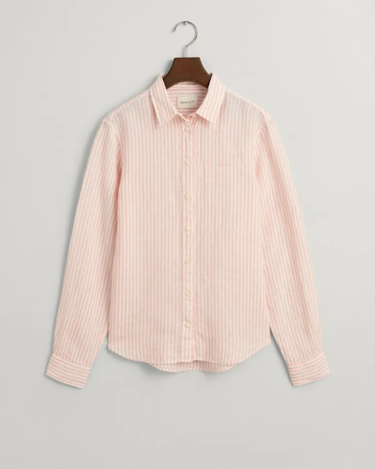 Regular Fit Leinenhemd mit Streifen peachy pink