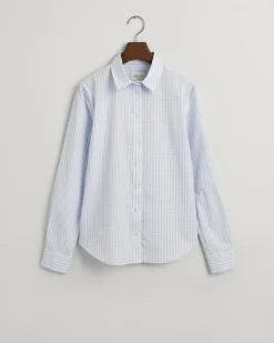 Regular Fit Popeline Bluse mit Vichy-Karo light blue