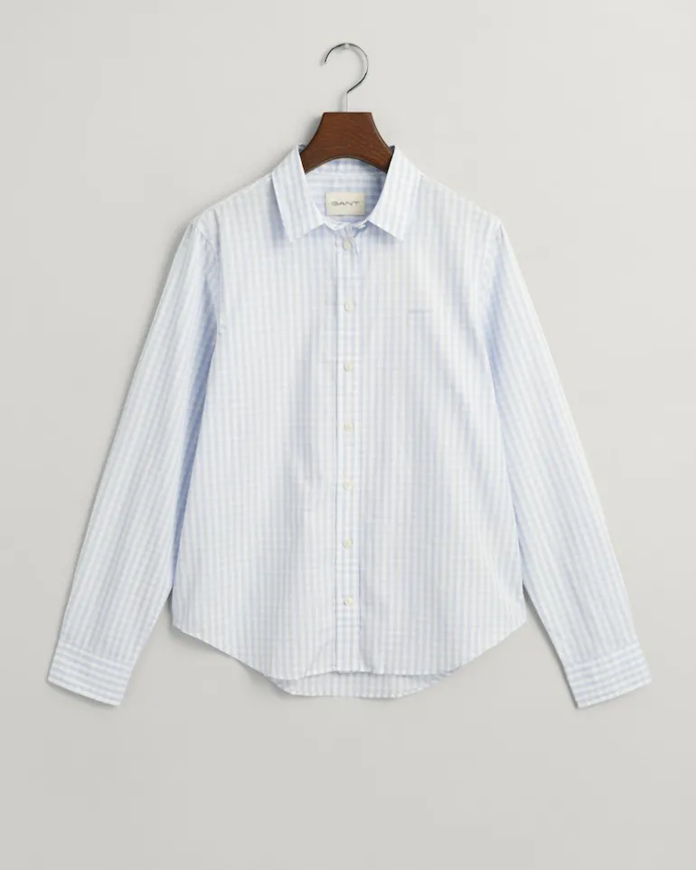 Regular Fit Popeline Bluse mit Vichy-Karo light blue