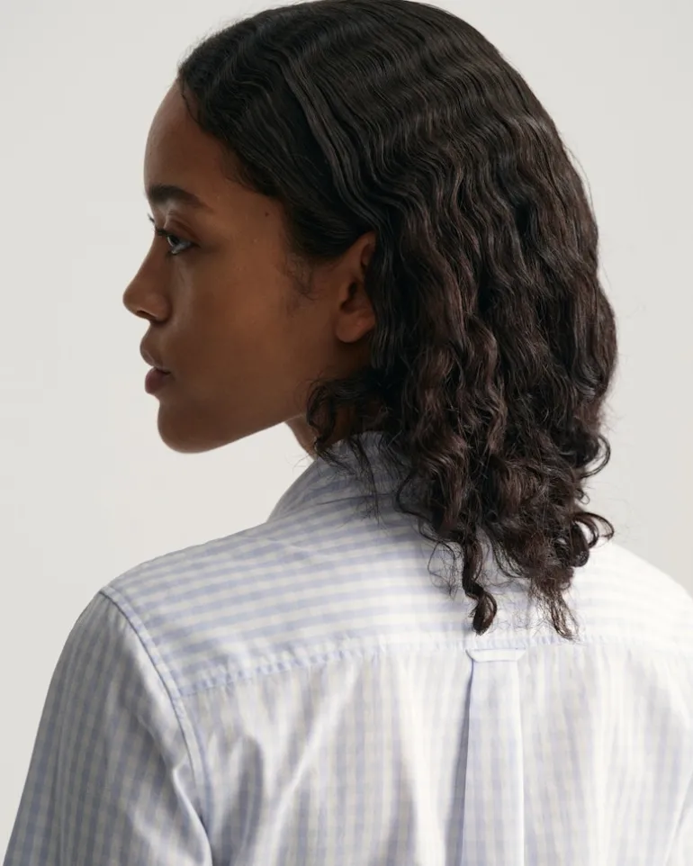 Regular Fit Popeline Bluse mit Vichy-Karo light blue