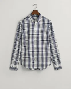 Regular Fit Popeline Karohemd eggshell