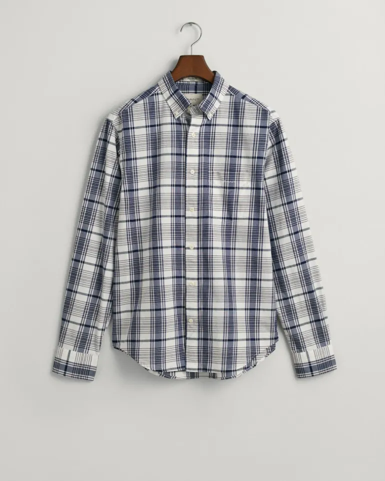 Regular Fit Popeline Karohemd eggshell