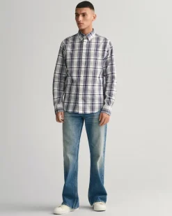 Regular Fit Popeline Karohemd eggshell