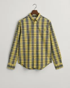 Regular Fit Popeline Karohemd parchment yellow