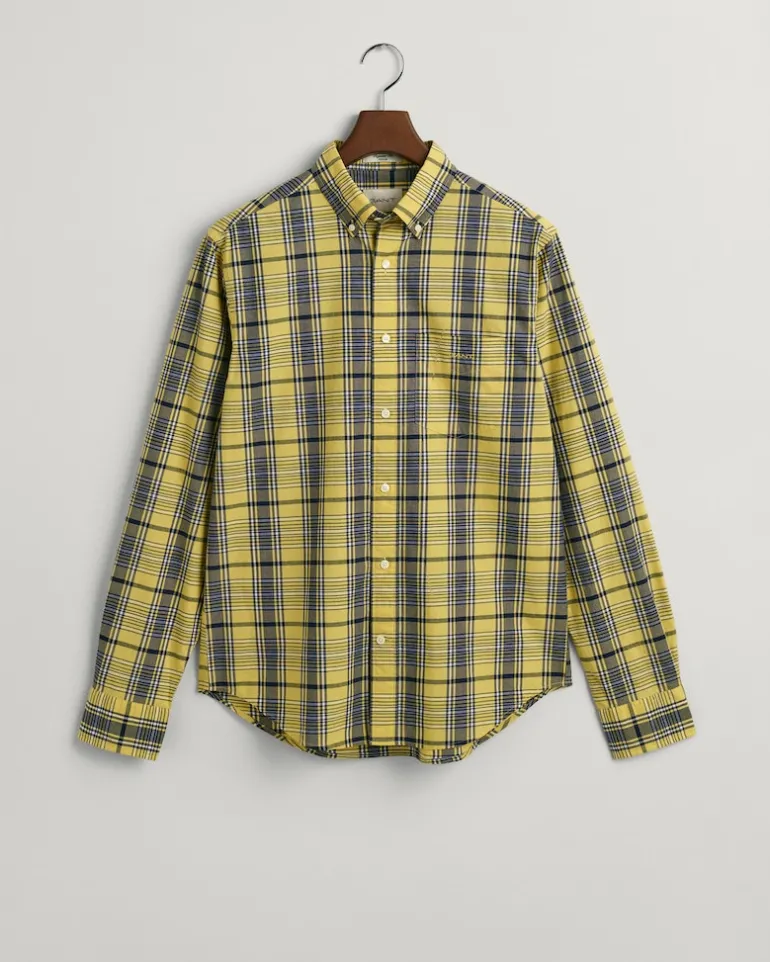 Regular Fit Popeline Karohemd parchment yellow