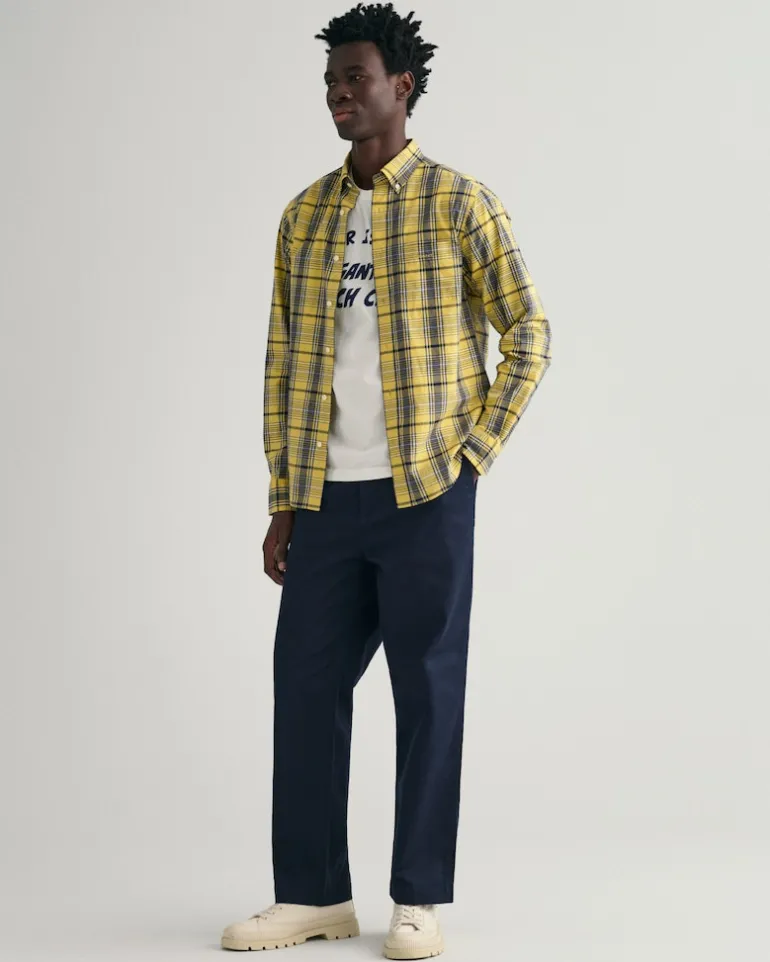 Regular Fit Popeline Karohemd parchment yellow