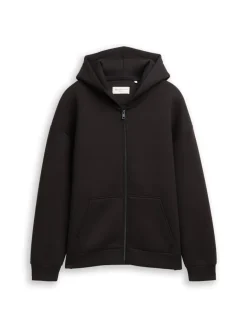 Relaxed Fit Hoodie Sweatjacke aus Scuba night watch black