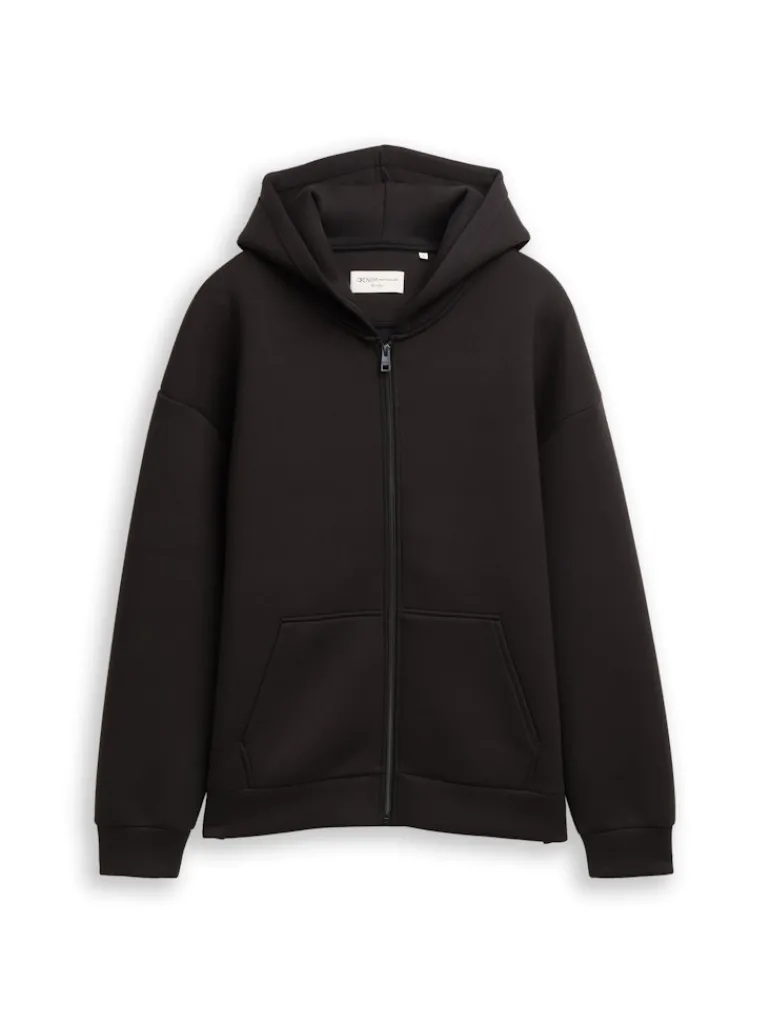 Relaxed Fit Hoodie Sweatjacke aus Scuba night watch black
