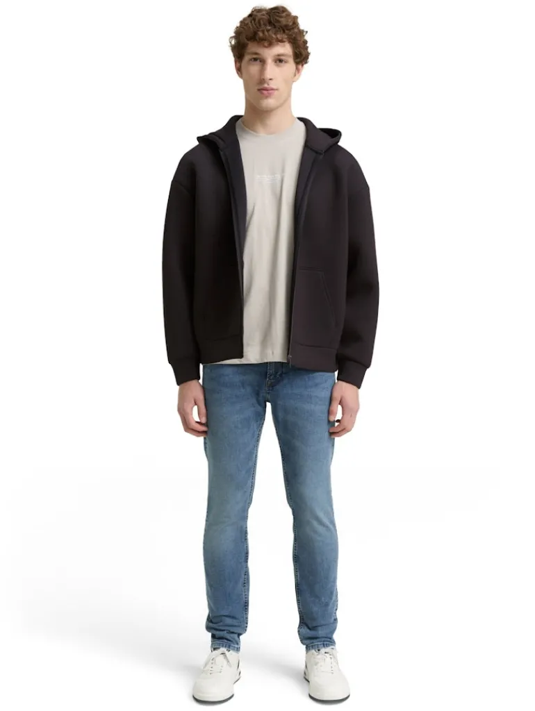 Relaxed Fit Hoodie Sweatjacke aus Scuba night watch black
