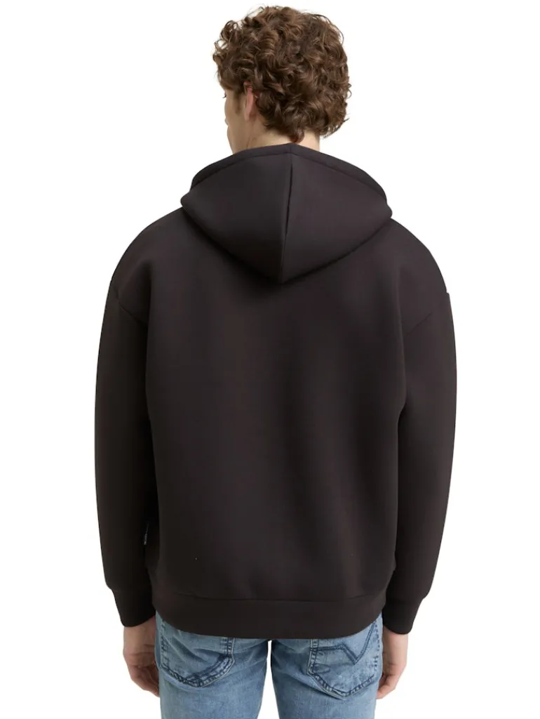 Relaxed Fit Hoodie Sweatjacke aus Scuba night watch black