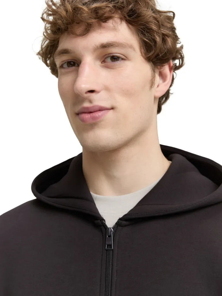 Relaxed Fit Hoodie Sweatjacke aus Scuba night watch black