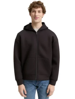 Relaxed Fit Hoodie Sweatjacke aus Scuba night watch black