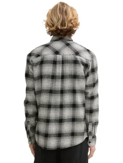 Relaxed Fit Overshirt Hemd mit Karo-Muster black white check
