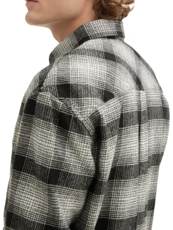 Relaxed Fit Overshirt Hemd mit Karo-Muster black white check