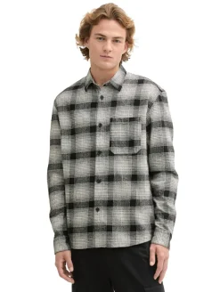 Relaxed Fit Overshirt Hemd mit Karo-Muster black white check