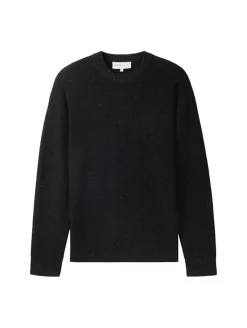 Relaxed Fit Pullover aus Baumwolle black multicolor neps