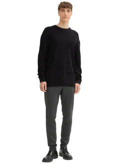 Relaxed Fit Pullover aus Baumwolle black multicolor neps