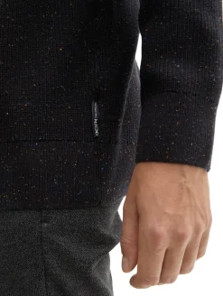 Relaxed Fit Pullover aus Baumwolle black multicolor neps