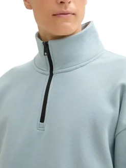 Relaxed Troyer Sweatshirt light grey mint