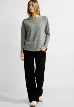 Rippshirt in Melange black melange