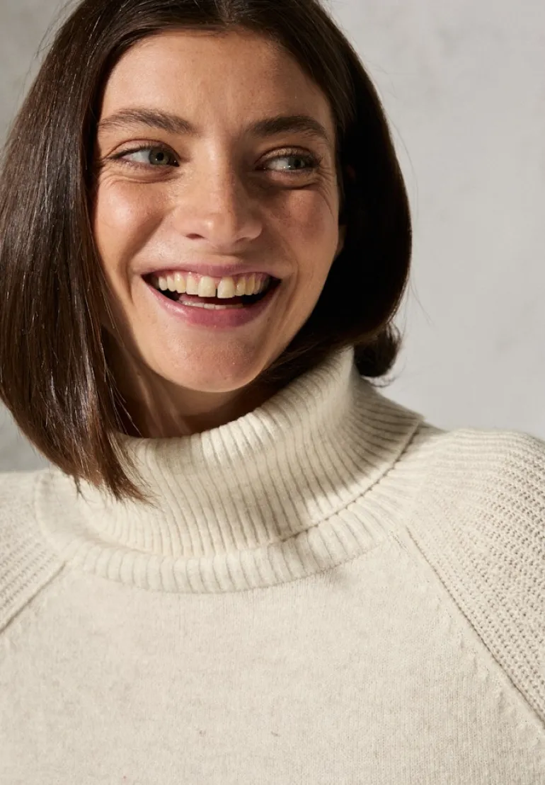 Rollkragenpullover birch white melange