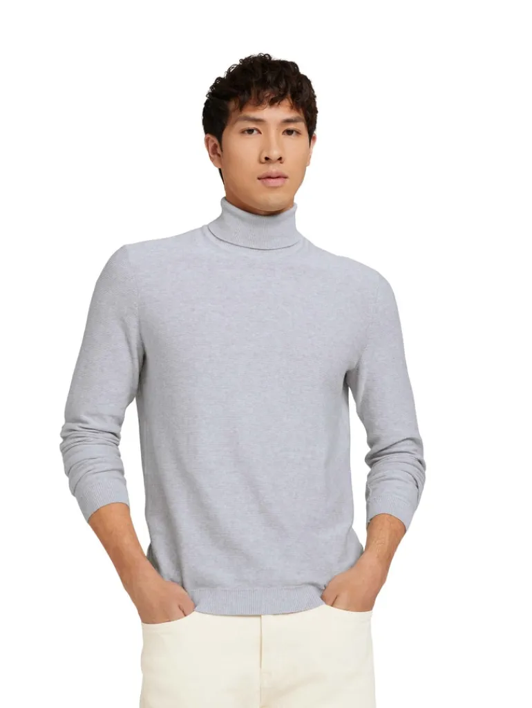 Rollkragenpullover light stone grey melange