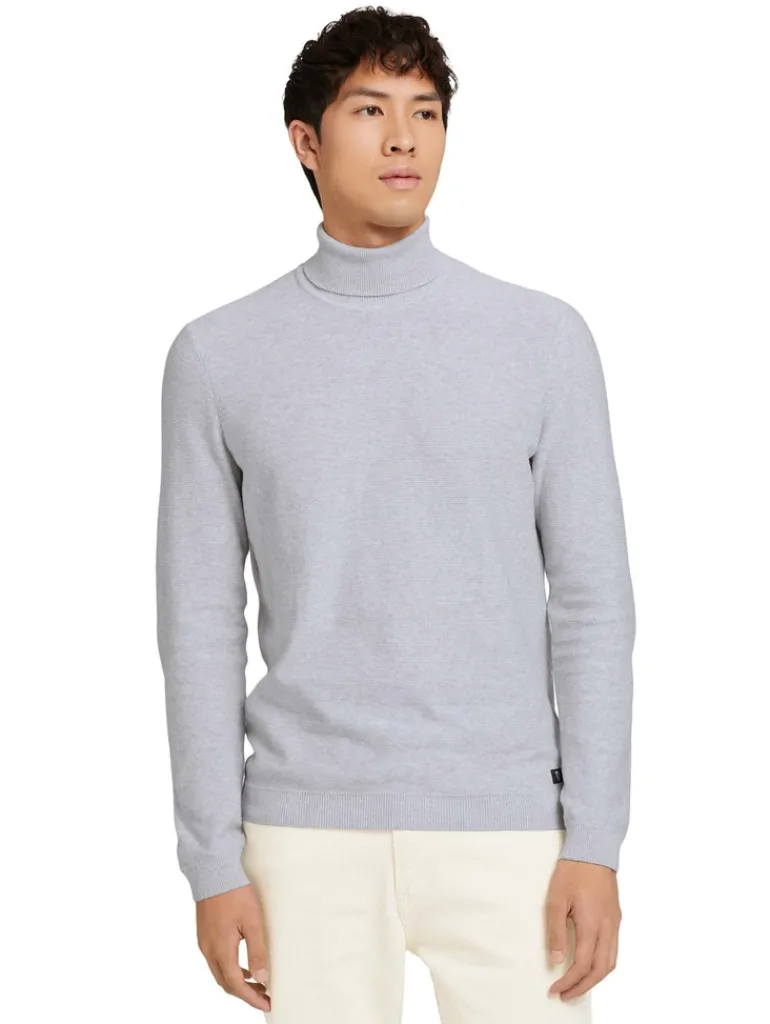 Rollkragenpullover light stone grey melange