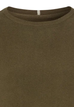Rundhalspullover aus Feinstrick dark khaki