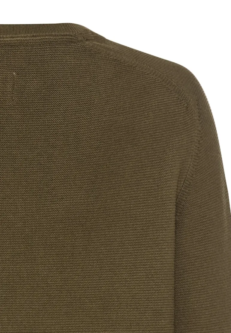 Rundhalspullover aus Feinstrick dark khaki