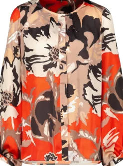 Satin Bluse geblümt lava gemustert
