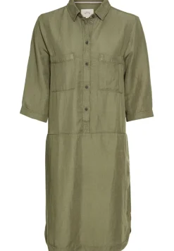 Schlupfkleid mit Hemdkragen olive