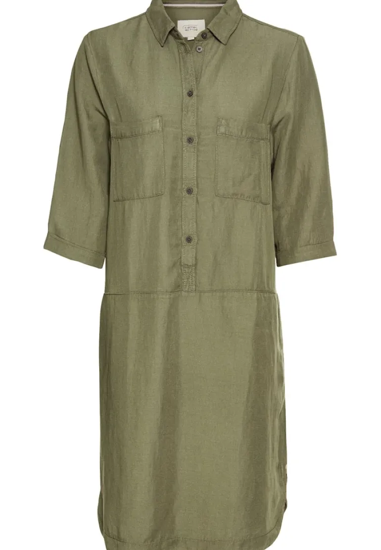 Schlupfkleid mit Hemdkragen olive