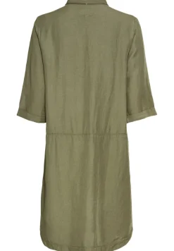 Schlupfkleid mit Hemdkragen olive