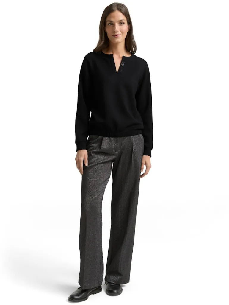 Scuba Sweatshirt mit Strasssteinen deep black