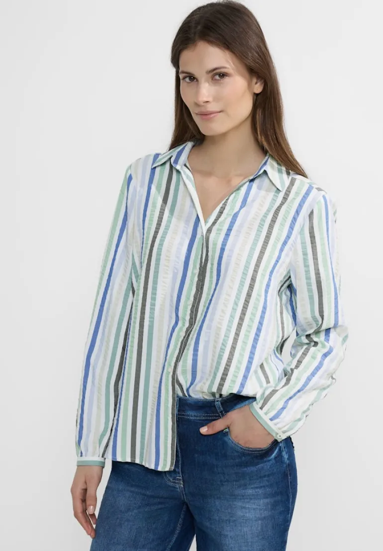 Seersucker Bluse strong khaki