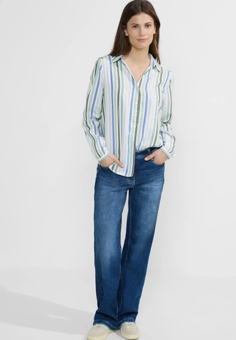 Seersucker Bluse strong khaki