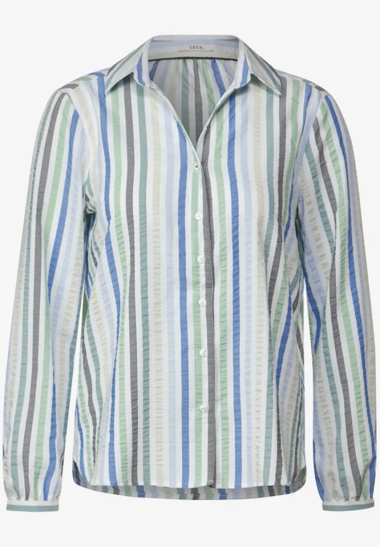 Seersucker Bluse strong khaki