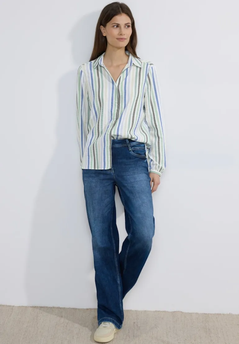 Seersucker Bluse strong khaki