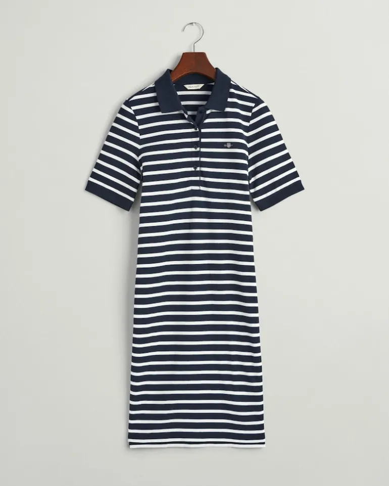 Shield Piqué Polokleid mit Streifen evening blue