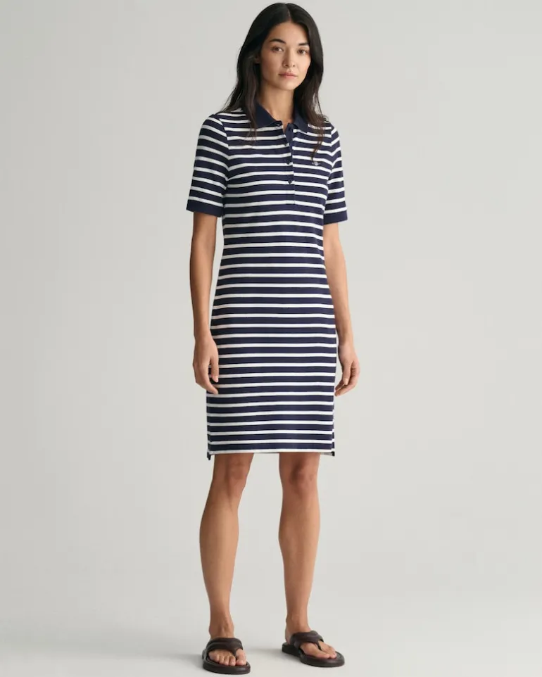 Shield Piqué Polokleid mit Streifen evening blue