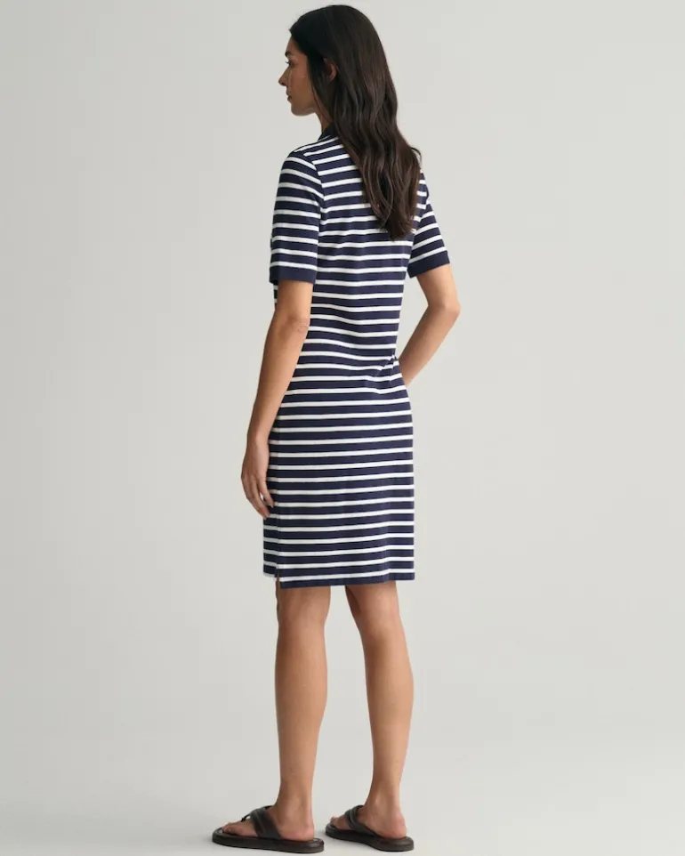 Shield Piqué Polokleid mit Streifen evening blue