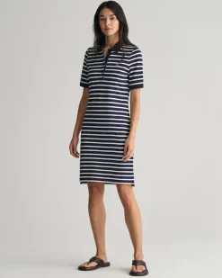 Shield Piqué Polokleid mit Streifen evening blue