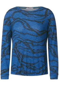 Shirt mit Allover Print mid blue melange