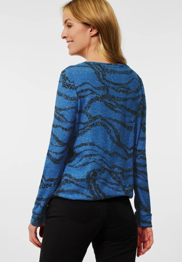 Shirt mit Allover Print mid blue melange