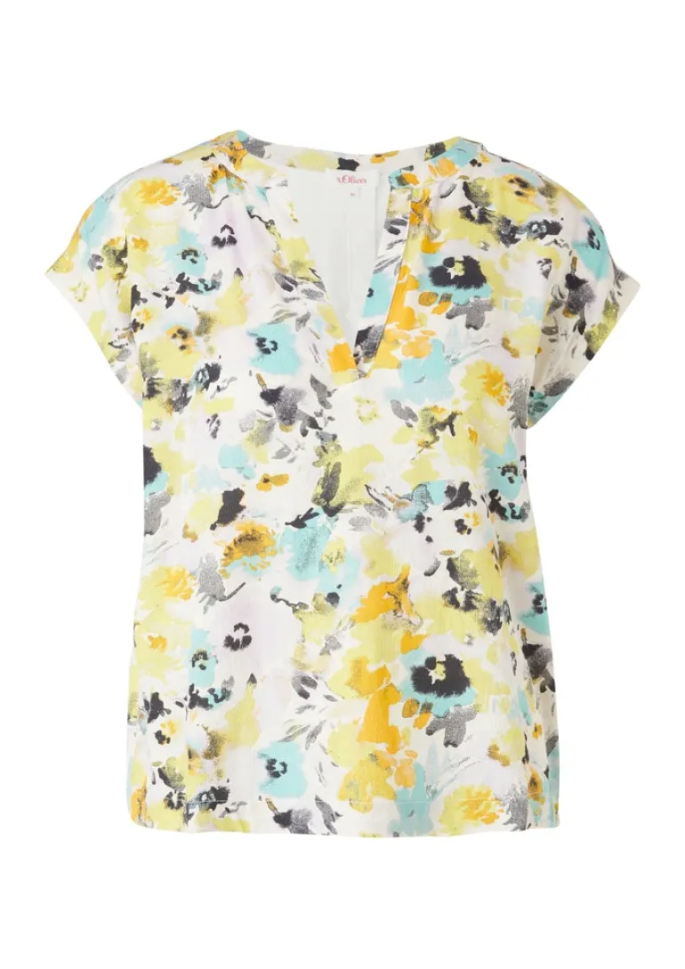 Shirt mit Front in Dobby-Struktur gelb