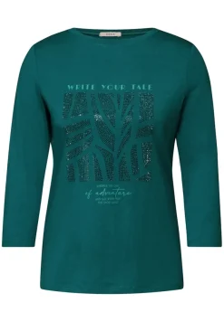 Shirt mit Glitzer-Motiv petrol green