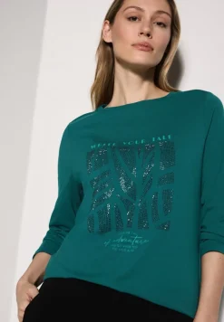 Shirt mit Glitzer-Motiv petrol green
