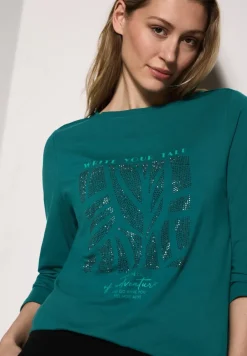 Shirt mit Glitzer-Motiv petrol green