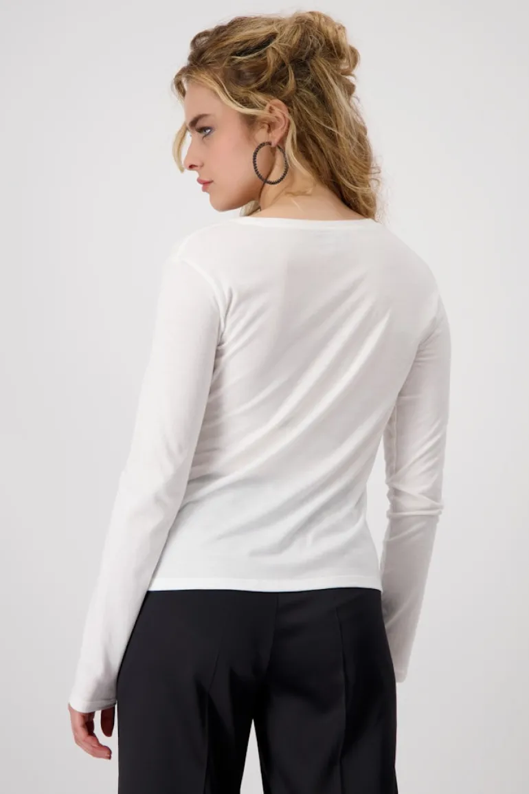Shirt mit Pailletten und Perlen off-white
